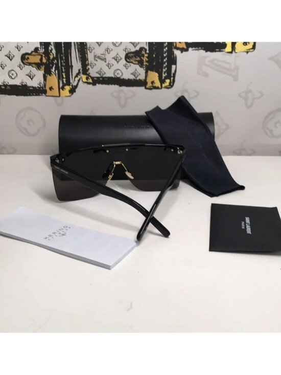 New Authentic Saint Laurent SL 537 Palace 001 – Black & Gold Shield Sunglasses main image 11